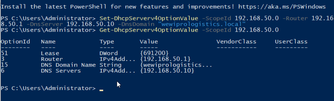 DHCP Server Scope and Exclusions