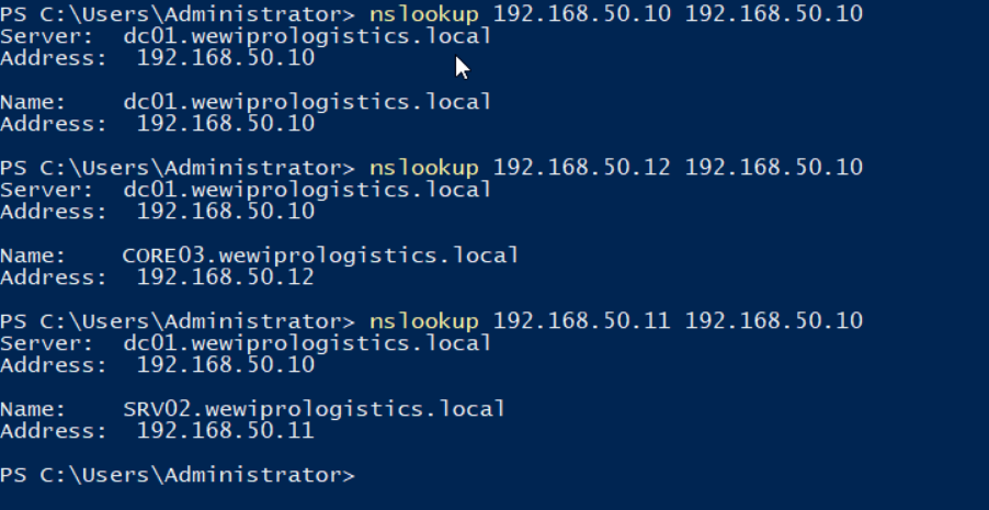DNS Server Forward and Reverse Lookup Zones Screenshot